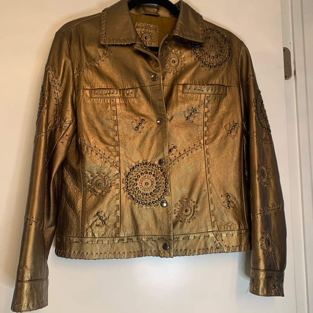 Gorgeous bronze leather coat - vintage Chico’s